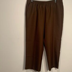 Alfred Dunner brown elastic waist pant size 22W inseam 26 inches